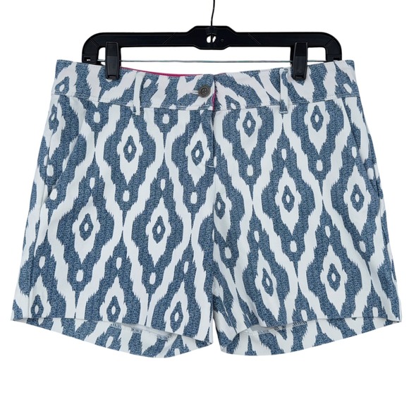 Isaac Mizrahi New York Pants - Isaac Mizrahi New York Blue White Ikat Diamond Print Shorts‎ Womens 6 Stretch